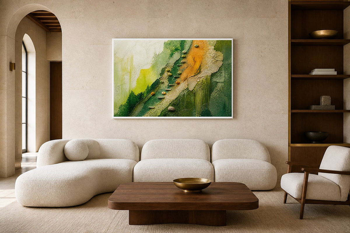 The Climb canvas artwork displayed in a luxury home interior