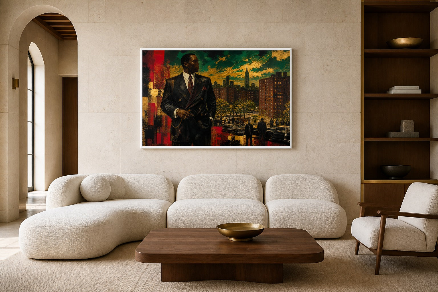 Uptown Empire canvas artwork displayed in a luxury home interior
